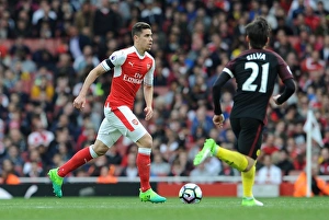 Arsenal V Manchester City 2016-17 Prints: Gabriel Faces Manchester City: Arsenal vs. Manchester City, Premier League 2016-17