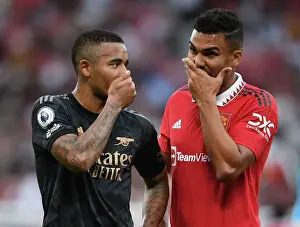Manchester United V Arsenal 2022-23 Prints: Gabriel Jesus and Casemiro Lock Horns: Manchester United vs