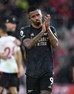Images Dated 23rd October 2022: Gabriel Jesus Celebrates with Arsenal Fans after Southampton Victory, 2022-23 Premier League