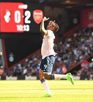 Images Dated 20th August 2022: Gabriel Jesus Celebrates Martin Odegaard's Goal: Arsenal's Victory at AFC Bournemouth (2022-23)