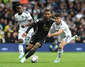 Leeds United V Arsenal 2022-23 Prints: Gabriel Jesus Faces Off Against Leeds Sinisterra and Roca in Thrilling Arsenal-Leeds Showdown (2022-23 Premier League)