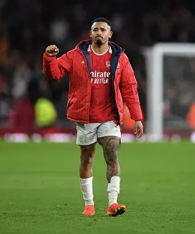 Gabriel Jesus Reacts after Arsenal's Victory over Brighton & Hove Albion (2023-24)
