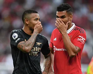 Manchester United V Arsenal 2022-23 Prints: Gabriel Jesus vs Casemiro: Intense Face-Off in Manchester United vs Arsenal Premier League Clash (2022-23)
