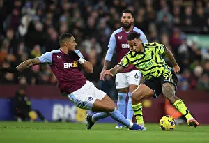 Aston Villa V Arsenal 2023-24 Prints: Gabriel Jesus vs Diego Carlos: A Battle at Villa Park - Arsenal vs Aston Villa