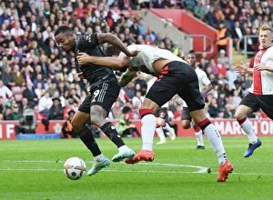 Southampton v Arsenal 2022-23 Collection: Gabriel Jesus vs Duje Caleta-Car: A Tactical Clash in the Premier League