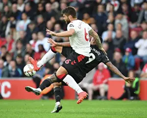 Southampton V Arsenal 2022-23 Prints: Gabriel Jesus vs. Duje Caleta-Car: A Battle for Dominance in the Southampton vs