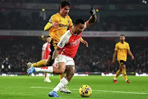 Gabriel Jesus vs. Hugo Bueno: A Tense Showdown in Arsenal vs. Wolverhampton Wanderers Premier League Match (2023-24)
