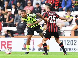 AFC Bournemouth V Arsenal 2023-24 Prints: Gabriel Jesus vs Marcos Senesi: Intense Battle in AFC Bournemouth vs Arsenal FC