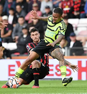 Gabriel Jesus vs Marcos Senesi: Intense Rivalry Unfolds - AFC Bournemouth vs Arsenal FC (2023-24)