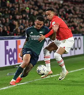 PSV Eindoven V Arsenal 2023-24 Prints: Gabriel Jesus vs. PSV Eindhoven: Arsenal's Star Forward Clashes in Champions League Showdown