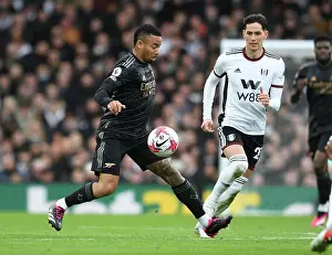 Fulham V Arsenal 2022-23 Prints: Gabriel Jesus vs Sasa Lukic: Intense Battle at Craven Cottage - Fulham vs Arsenal