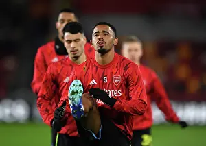 Gabriel Jesus Warms Up Ahead of Brentford vs Arsenal Premier League Clash (2023-24)