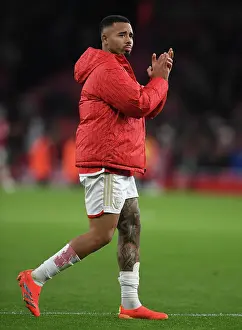 Arsenal V Brighton And Hove Albion 2023-24 Prints: Gabriel Jesus's Euphoric Reaction: Arsenal's Thrilling Victory Over Brighton & Hove Albion (2023-24)