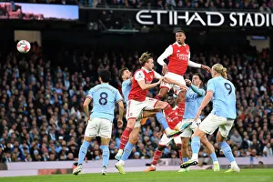 Gabriel Leaps for the Ball: Manchester City vs. Arsenal, Premier League 2022-23