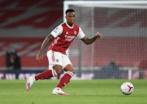 Arsenal V West Ham United 2020-21 Prints: Gabriel Magalhaes in Action: Arsenal vs
