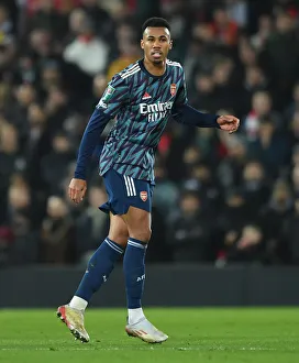 Gabriel Magalhaes in Action: Arsenal vs. Liverpool Carabao Cup Semi-Final
