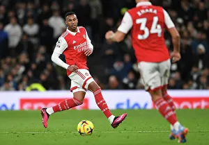 Gabriel Magalhaes in Action: Arsenal vs. Tottenham's Intense Battle, Premier League 2022-23