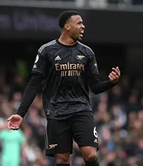 Gabriel Magalhaes of Arsenal in Action against Fulham FC - Premier League 2022-23