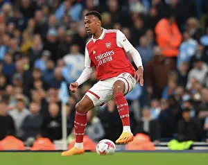 Gabriel Magalhaes of Arsenal Faces Off Against Manchester City in the 2022-23 Premier League