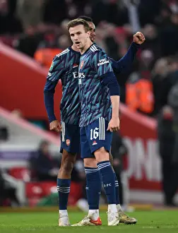 Liverpool V Arsenal Carabao Cup 21-22 Prints: Gabriel Magalhaes and Rob Holding of Arsenal Reunite After Carabao Cup Semi-Final Clash Against Liverpool