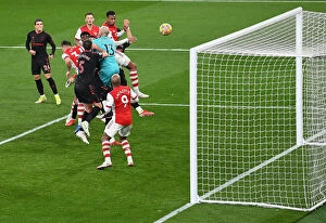 Images Dated 11th December 2021: Gabriel Magalhaes Scores Arsenal's Third Goal Against Southampton (December 2021)