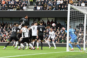 Images Dated 12th March 2023: Gabriel Magalhaes Scores the Winning Goal: Fulham vs. Arsenal, Premier League 2022-23
