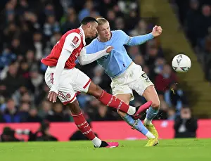 Manchester City V Arsenal 2022-23 Prints: Gabriel Magalhaes vs Erling Haaland: A Battle for FA Cup Supremacy - Manchester City vs Arsenal (2022-23)