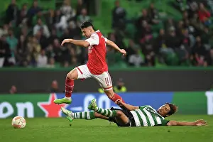 Sporting Lisbon V Arsenal 2022-23 Prints: Gabriel Martinelli Breaks Past Sporting Defender in Europa League Clash: Arsenal vs