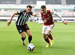 Newcastle United V Arsenal 2020-21 Prints: Gabriel Martinelli Clashes with Jacob Murphy: Newcastle vs