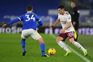 Brighton And Hove Albion V Arsenal 2020-21 Prints: Gabriel Martinelli Clashes with Joel Veltman: Brighton & Hove Albion vs