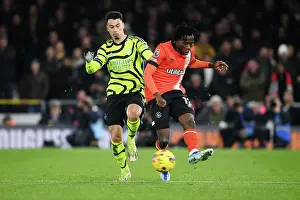 Luton Town V Arsenal 2023-24 Prints: Gabriel Martinelli Closes In: Intense Moment as Luton Town's Issa Kabore is Pressured