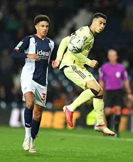 West Bromwich Albion V Arsenal - Carabao Cup 2021-22 Prints: Gabriel Martinelli Faces Ethan Egan Pressure in Carabao Cup Clash: West Bromwich Albion vs Arsenal