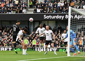 Images Dated 12th March 2023: Gabriel Martinelli Scores Arsenal's Second Goal: Fulham vs. Arsenal, Premier League 2022-23
