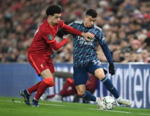 Liverpool V Arsenal Carabao Cup 21-22 Prints: Gabriel Martinelli vs Curtis Jones: Intense Clash in Carabao Cup Semi-Final First Leg between Liverpool and Arsenal
