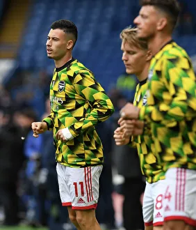 Gabriel Martinelli's Focused Warm-Up: Arsenal Star Prepares for Chelsea Showdown - Premier League 2022-23