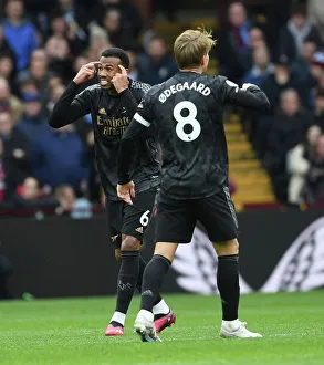 Gabriel and Odegaard in Action: Aston Villa vs. Arsenal, Premier League 2022-23