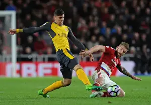 Middlesbrough V Arsenal 2016-17 Prints: Gabriel vs. Adam Clayton: A Premier League Showdown at Riverside Stadium