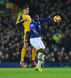 Everton V Arsenal 2016-17 Prints: Gabriel vs Lukaku: A Premier League Battle at Goodison Park