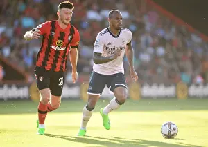 AFC Bournemouth V Arsenal 2022-23 Prints: Gabriel vs Moore: AFC Bournemouth vs Arsenal FC - Intense Clash in the Premier League 2022-23