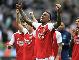 Newcastle United V Arsenal 2022-23 Prints: Gabriel's Celebration: Arsenal Secures Victory Over Newcastle United in Premier League Showdown (2022-23)