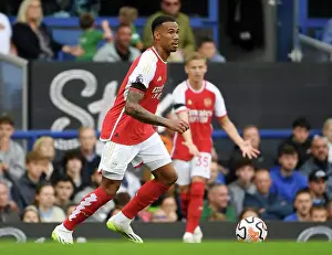 Everton V Arsenal 2023-24 Prints: Gabriel's Charging Run: Arsenal's Star Advances at Everton's Goodison Park