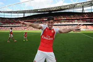 Arsenal V Aston Villa 2015-16 Prints: Gabriel's Emotional Outburst: Arsenal's Nail-Biting Victory over Aston Villa