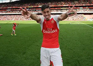 Arsenal V Aston Villa 2015-16 Prints: Gabriel's Emotional Reaction: Arsenal vs Aston Villa, Premier League 2015-16