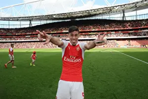 Arsenal V Aston Villa 2015-16 Prints: Gabriel's Emotional Reaction: Arsenal's Dramatic Victory Over Aston Villa