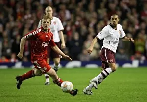 Liverpool v Arsenal - Champions League 2007-08 Collection: Gael Clichy (Arsenal) Dirk Kuyt (Liverpool)