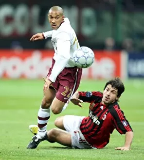AC Milan v Arsenal 2007-8 Collection: Gael Clichy (Arsenal) Gennaro Gattuso (Milan)