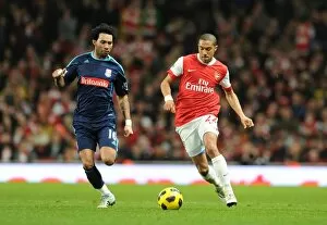 Arsenal v Stoke City 2010-2011 Collection: Gael Clichy (Arsenal) Jermaine Pennant (Stoke). Arsenal 1: 0 Stoke City