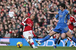 Arsenal v Portsmouth 2008-09 Collection: Gael Clichy (Arsenal) Marc Wilson (Portsmouth)