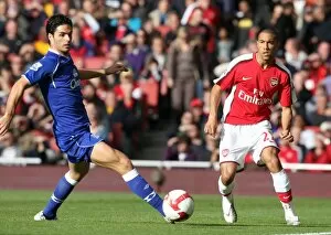 Arsenal v Everton 2008-9 Collection: Gael Clichy (Arsenal) Mikel Arteta (Everton)