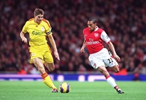 Arsenal v Liverpool 2006-07 Collection: Gael Clichy (Arsenal) Steven Gerrard (Liverpool)